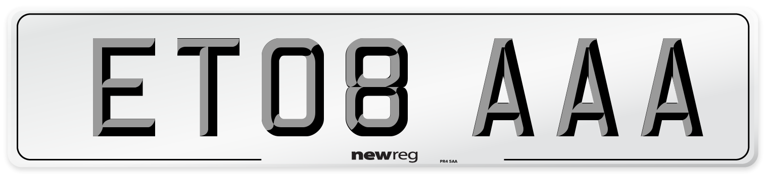 ET08 AAA Number Plate from New Reg